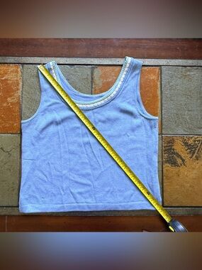 St. John Medium blue tank knit top sleeveless luxury cropped Lagon academia